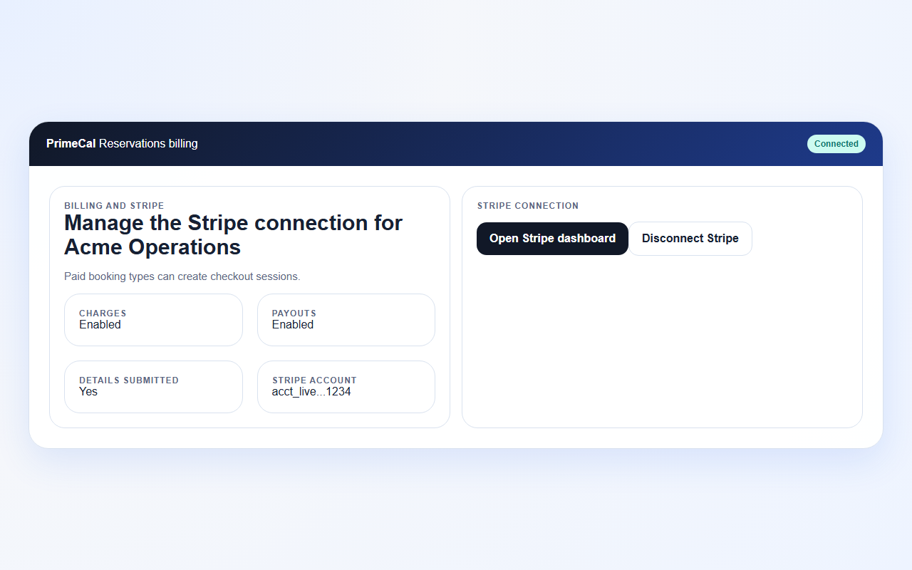Connected Stripe billing state