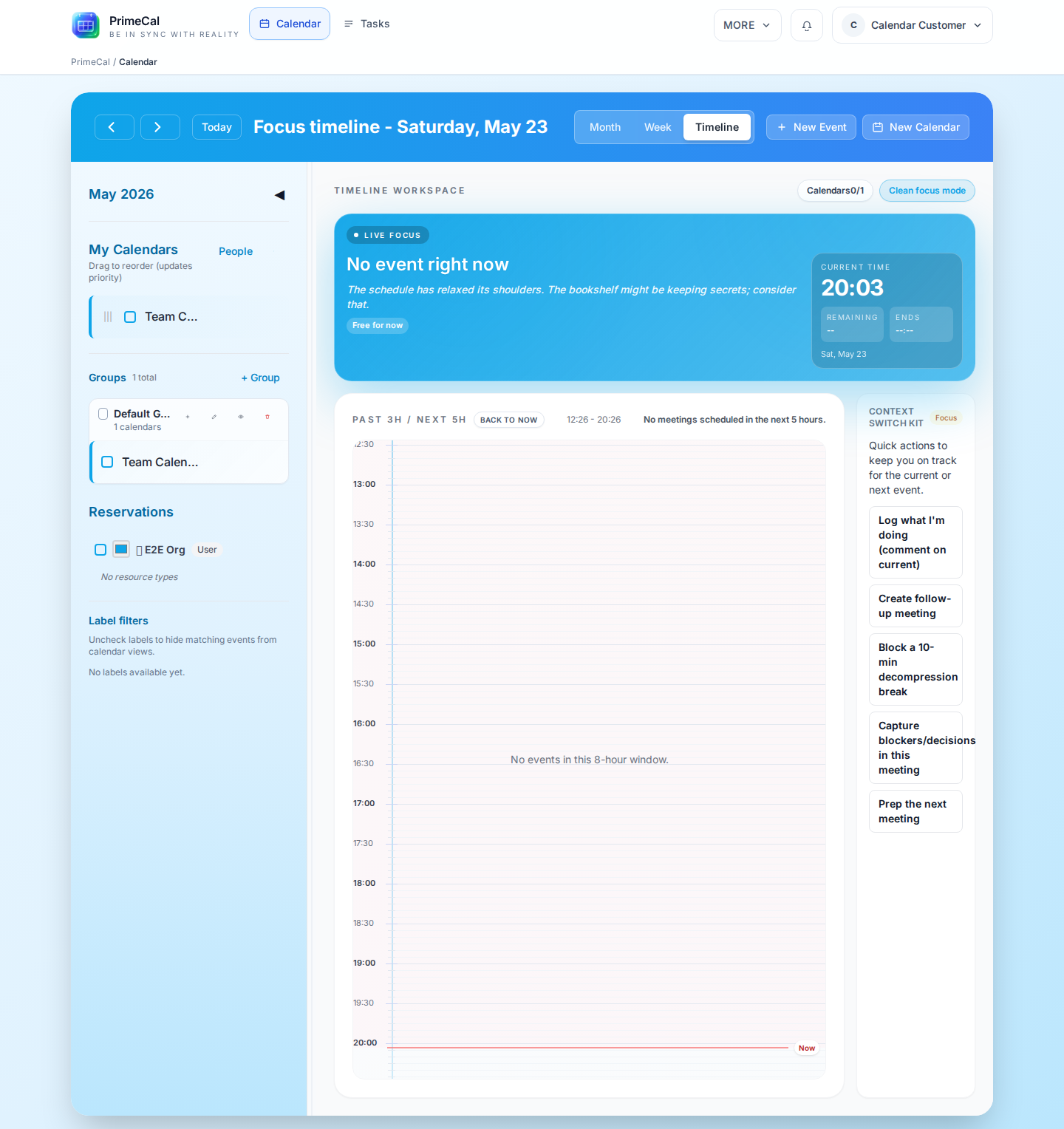 Calendar view opened after a paid reservation confirmation