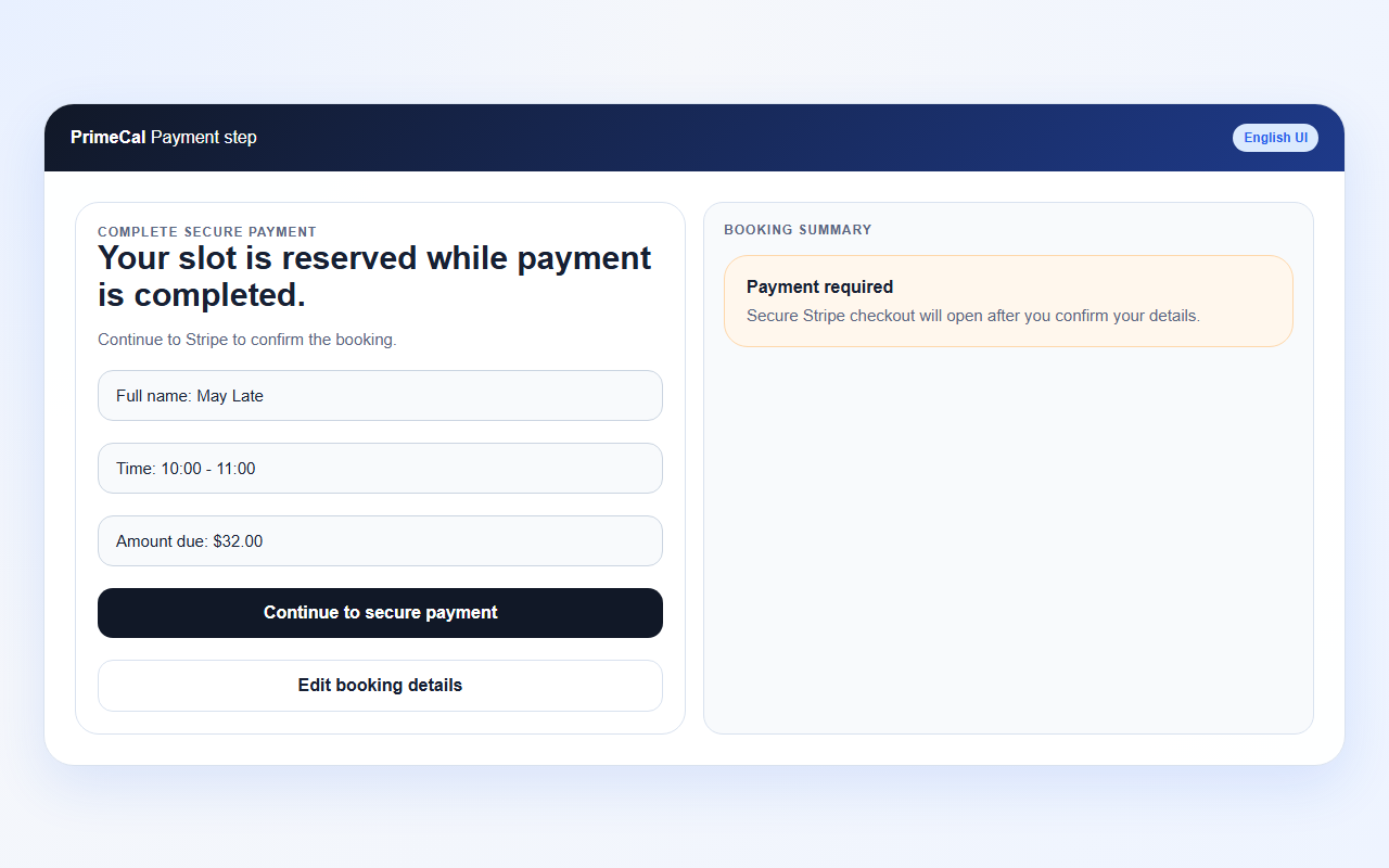 Public payment step in English