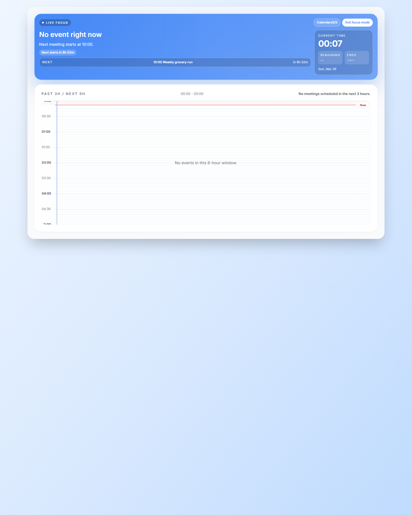 Fokusmodus bereinigen, ohne dass ein passendes Live-Ereignis angezeigt wird